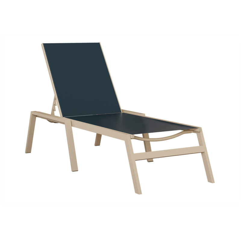 Colella Luna Multi Aluminum Chaise Armless Lounge With Navy Sling Fabric, Luna Multi, Dark Blue