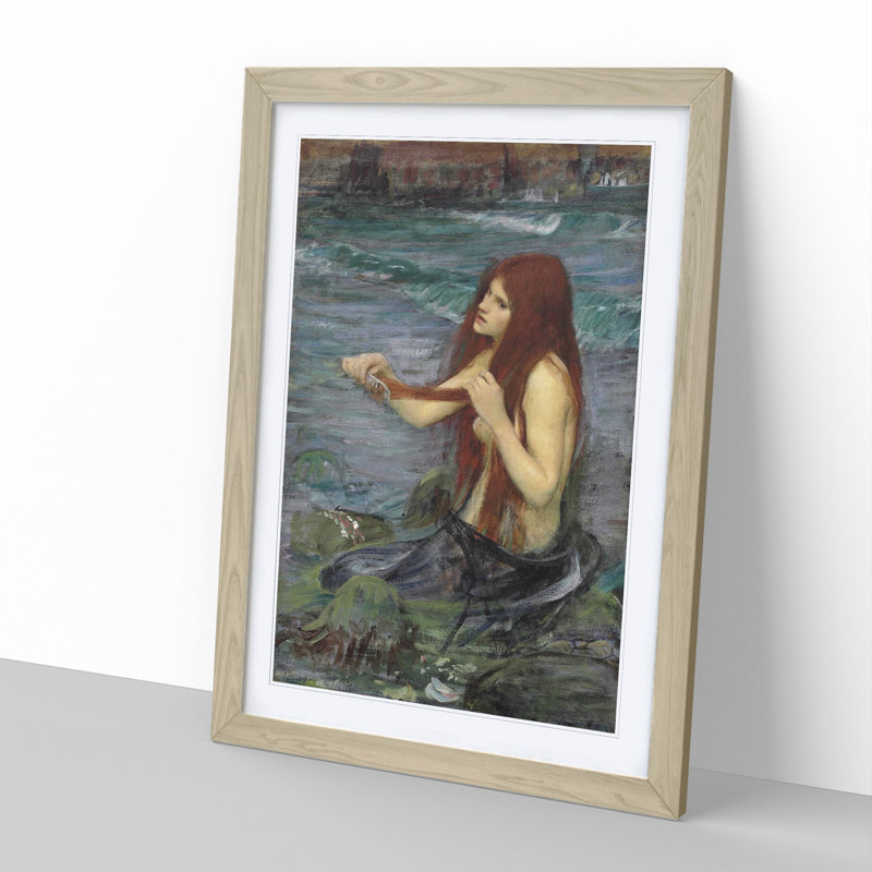 A Mermaid Vol.2 by John William Waterhouse - Picture Frame Graphic Art, 48cm H x 36cm W x 2cm D, Oak Framed