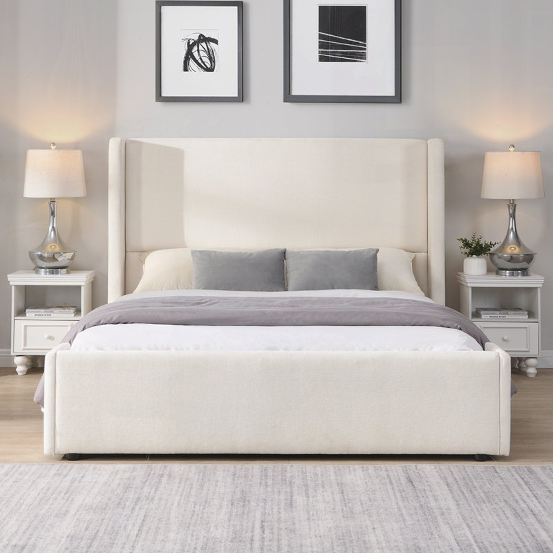 Upholstered Bed With Tall Headboard, Queen