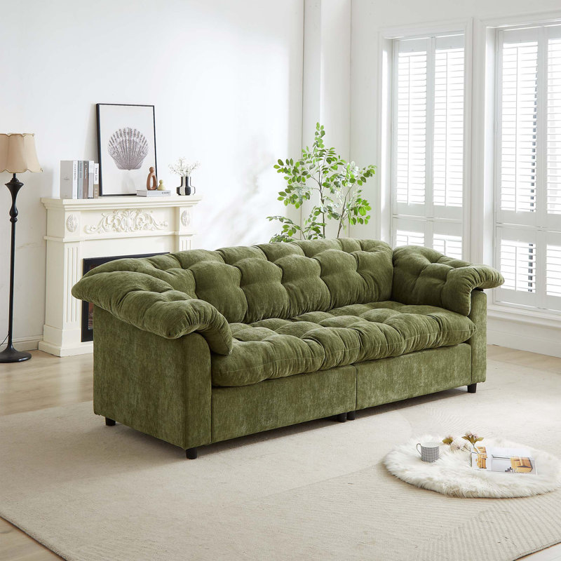 Canapé rembourré moelleux 94,8 po, Vert