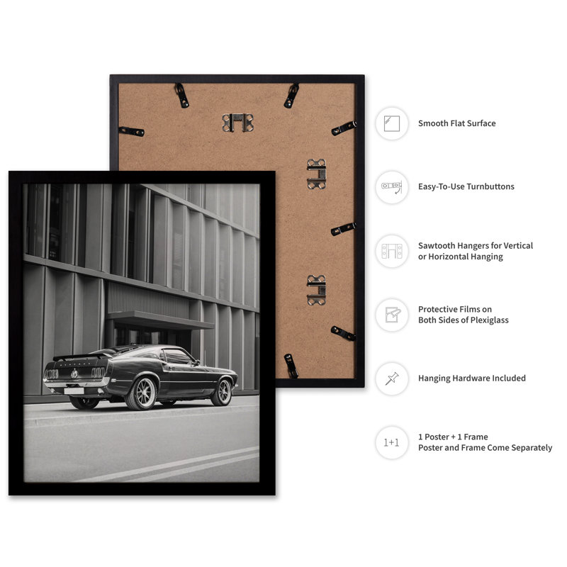 Voiture dans la rue, Black Framed, Poster, 18"H x 24"W