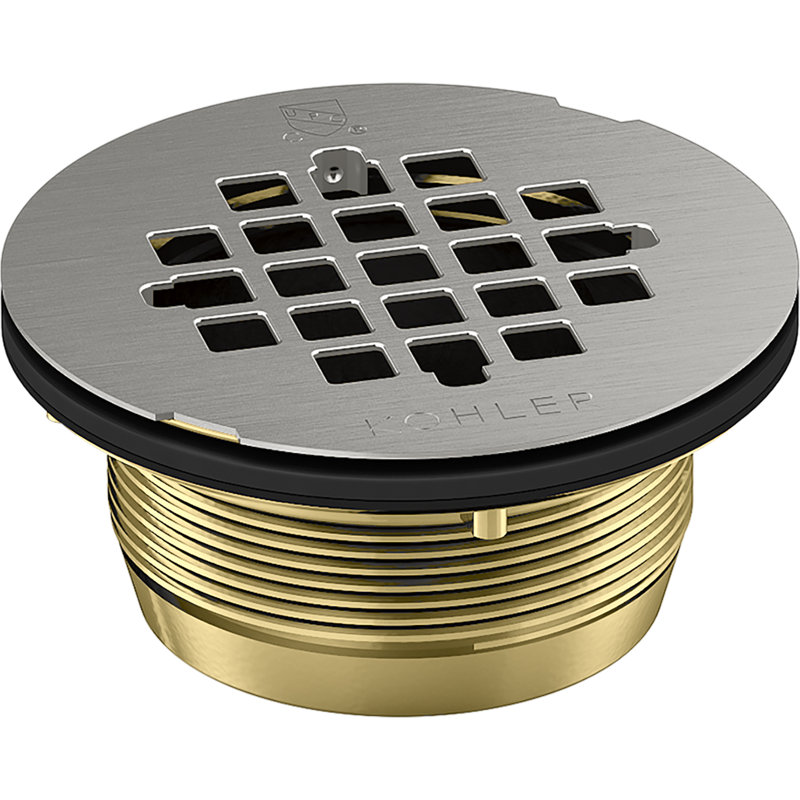 Drain de douche à grille ronde, Acier inoxydable brossé