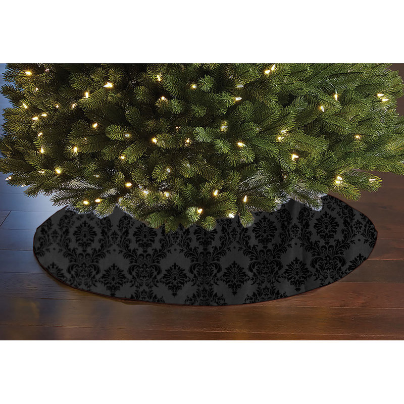 Jupe d'arbre de Noël damassé, Noir