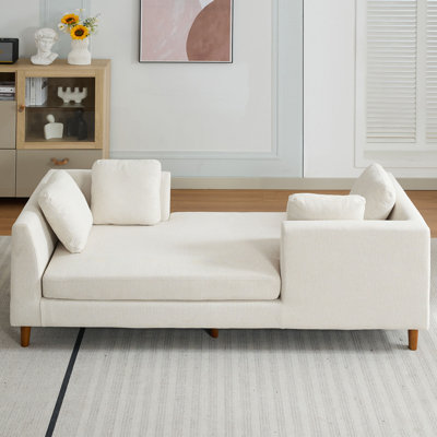 Modern Upholstered Slipcovered Chaise Lounger Daybed