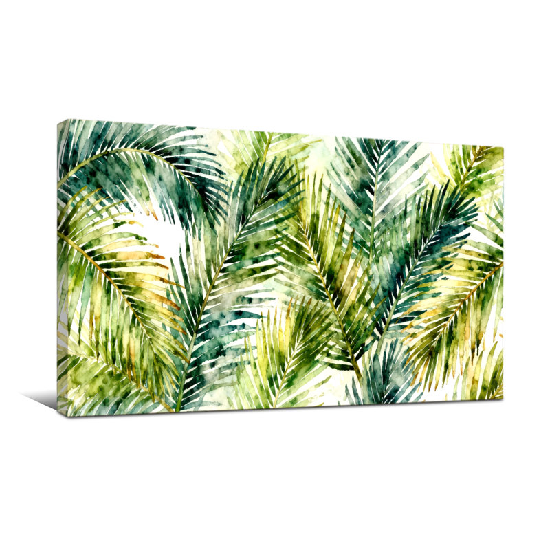Plantes et fleurs, motif aquarelle de feuilles de palmier tropical, H 16 po x l 32 po