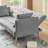 Gray Velvet Convertible Futon Sofa Bed With Tufted Design & Gold Legs-1642486518