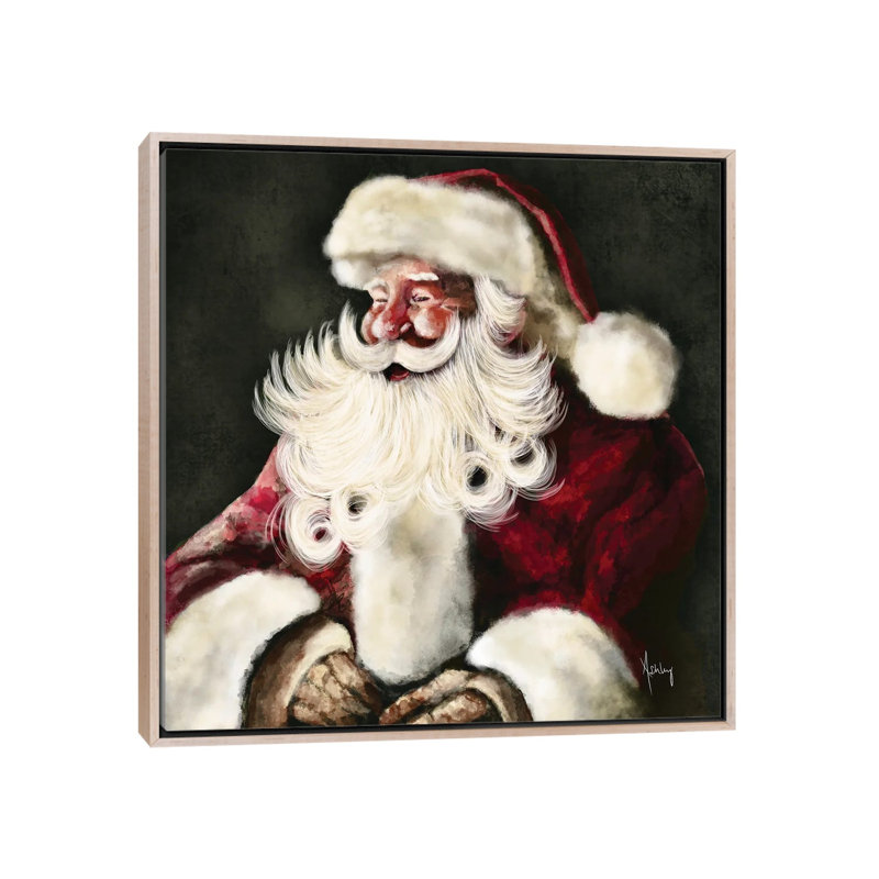 «Silly Santa», reproduction d'art sur toile encadrée, Cadre flottant sans passe-partout, Beige, H 18 po x l 18 po