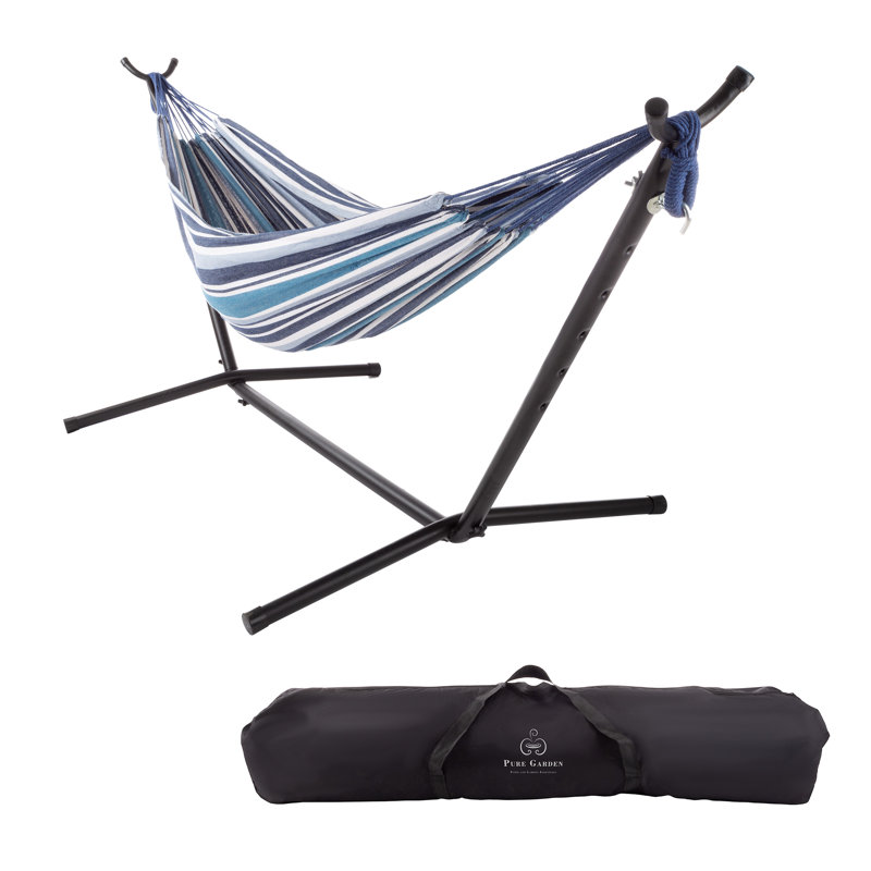 Devante Classic Hammock with Stand, Blue/White