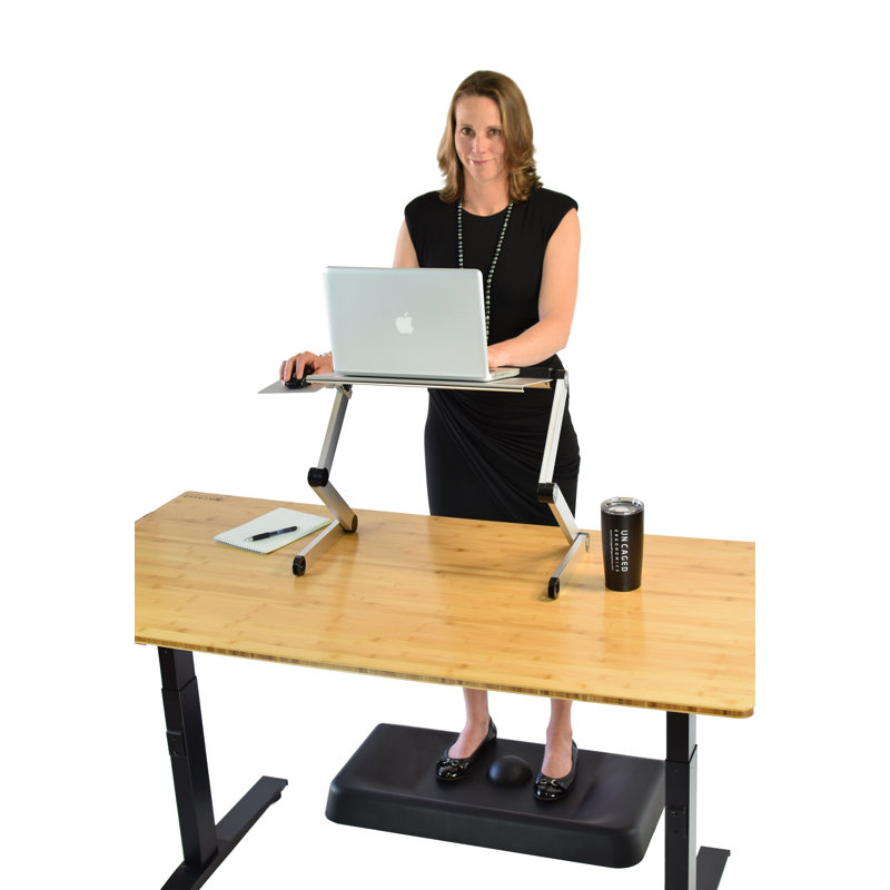 Support pour ordinateur portable et bureau pour ordinateur portable Uncage Ergonomics WorkEZ Cool - Table ajustable pour ordinateur portable avec ventilateurs - Argent