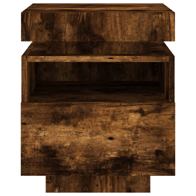Bouyer 39cm W Engineered Wood Bedside Table, Smoked Oak