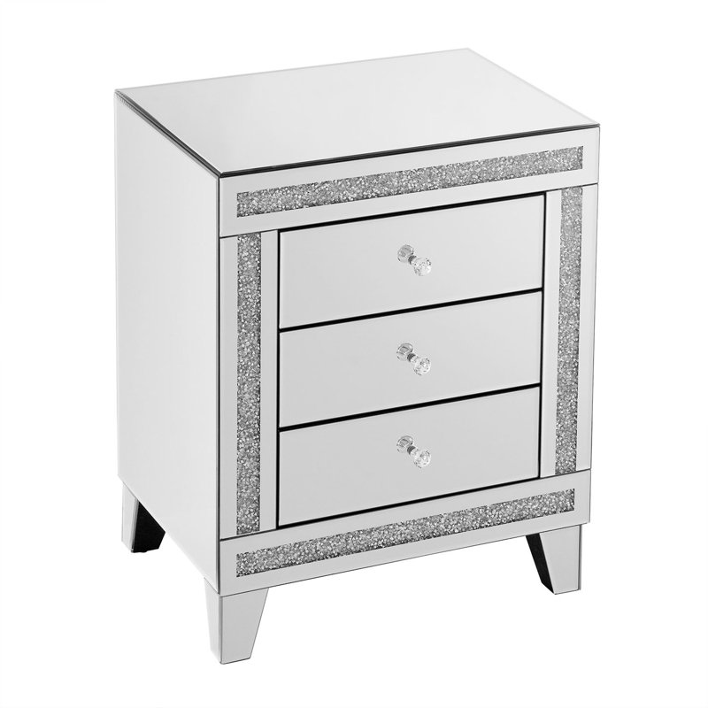 Mirror Three Drawer Cabinet, Multi Functional Storage Cabinet