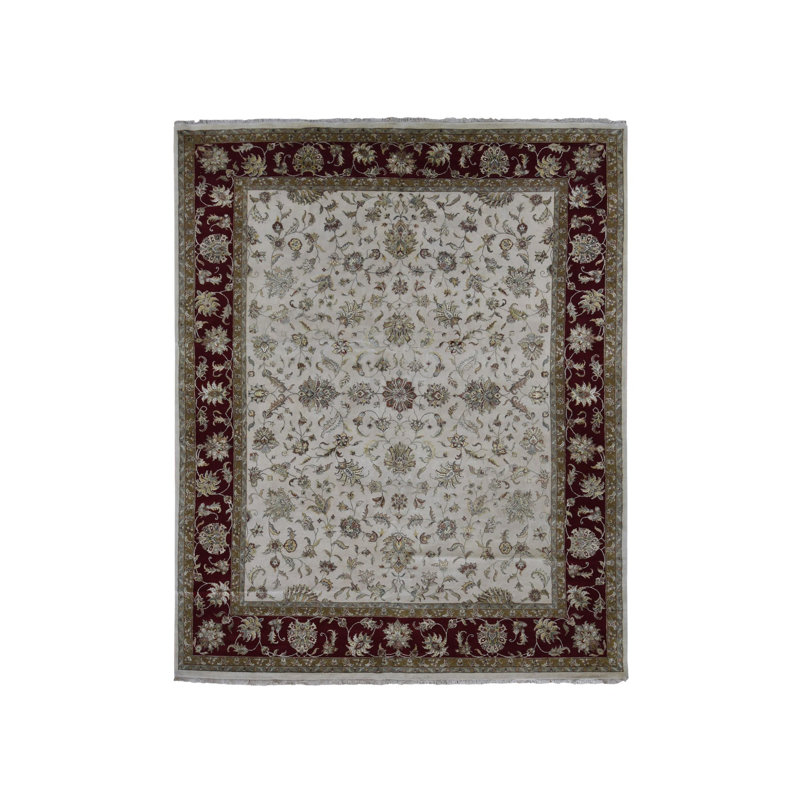 Tapis surdimensionné en laine et soie ivoire noué à la main 12 pi x 15 pi 3 po Rajasthan 228F7208894E4ECAB10FF9F905A264D
