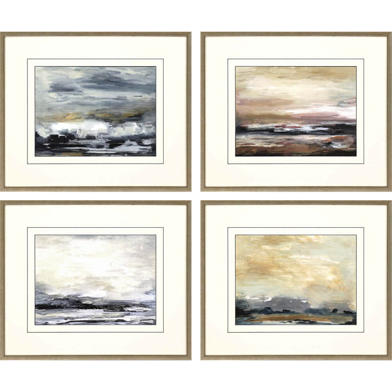 Nouvelle perspective - ensemble de 4 reproductions d'art sur papier encadré