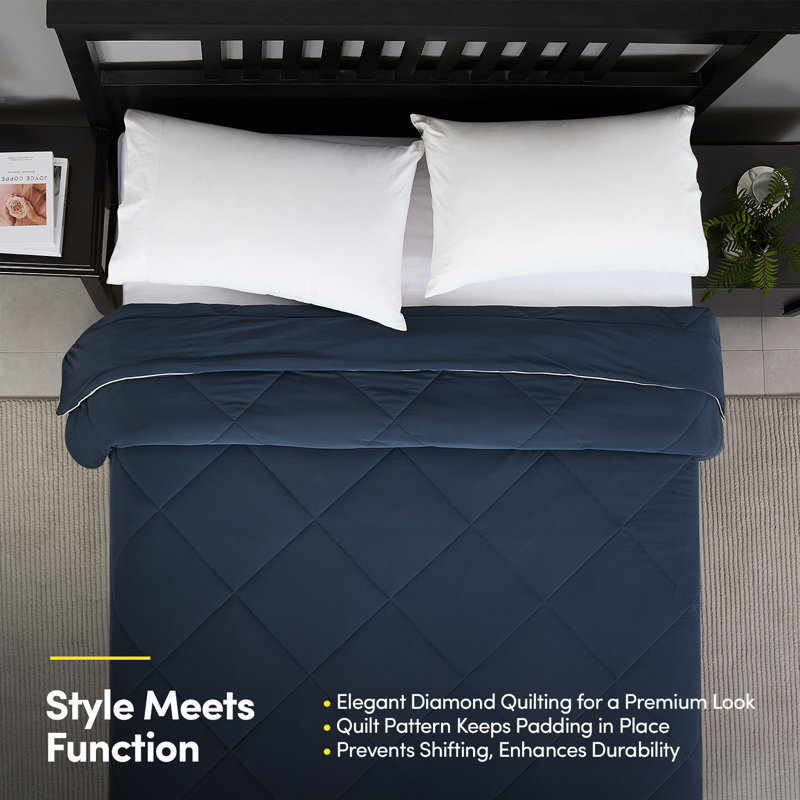 Cooling Oversized All-Season Reversible Single Comforter By Sweet Home Collection®, King/California King, Navy