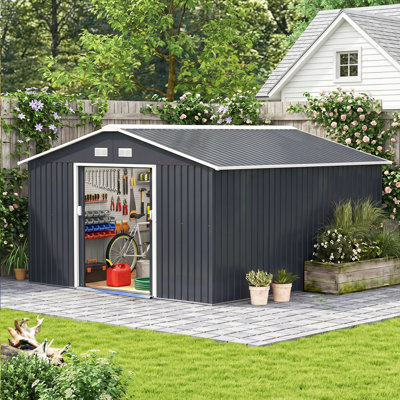 11 ft. W x 13 ft. D Metal Garden Shed