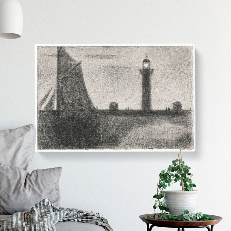 Lighthouse At Honfleur by Georges Seurat - Wrapped Canvas Painting, 35cm H x 50cm W x 3cm D