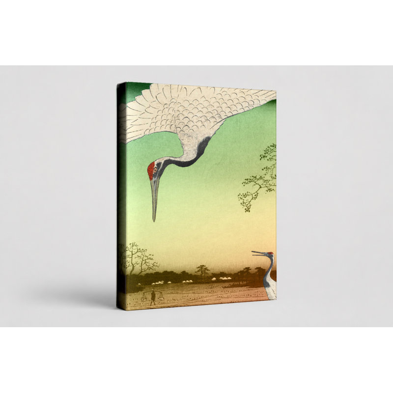 Cranes at Minase River (1857) - Portrait, art mural sur toile, 20" W x 30" H