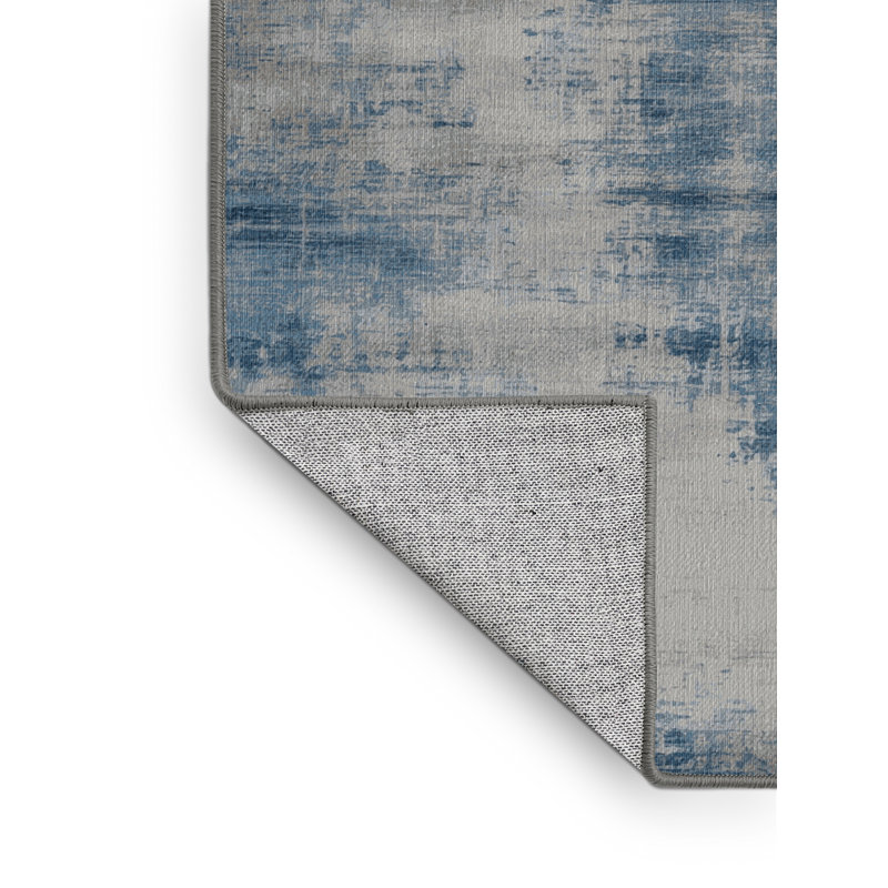 Machine Washable Abstract Gray Area Rug, Runner 2' x 4'
