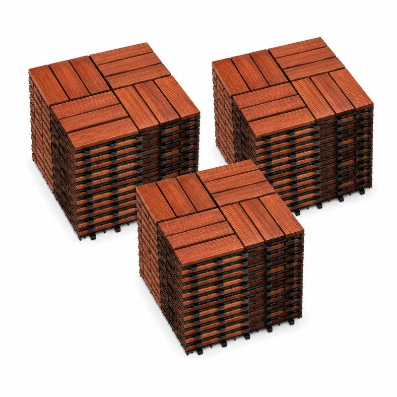  Carreaux de terrasse en bois naturel 12 po x 12 po Acacia