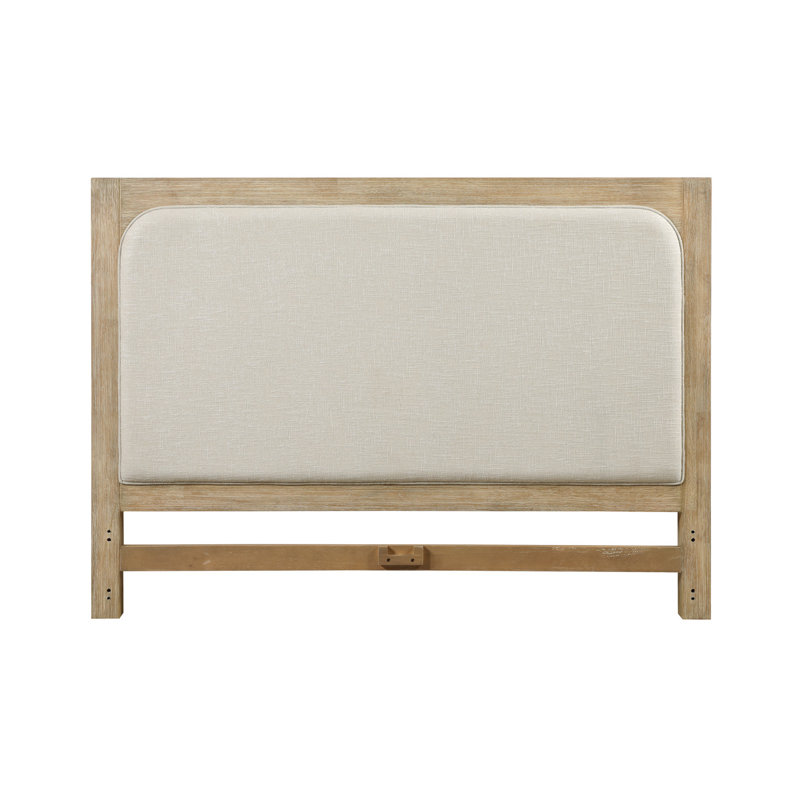 Luxurious Solid Malaysian Oak Queen Headboard with Weathered Natural Finish, Modern Sleek Low-Profile Design, Durable Wood Construction, and Versatile Attachment for Personalized Comfort