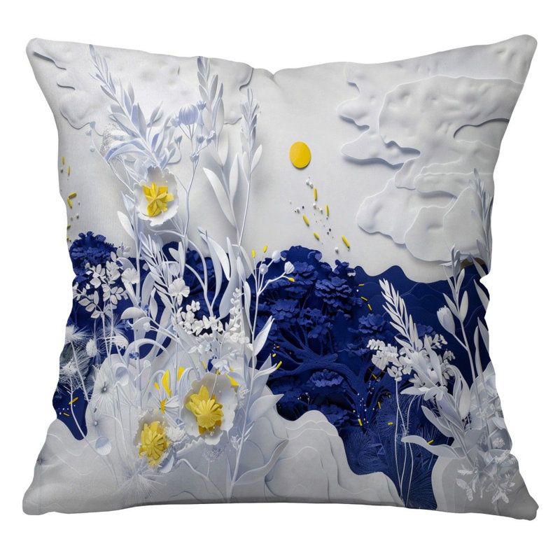 Coussin décoratif réversible en papier Floral Dimension, H 16 po x l 16 po