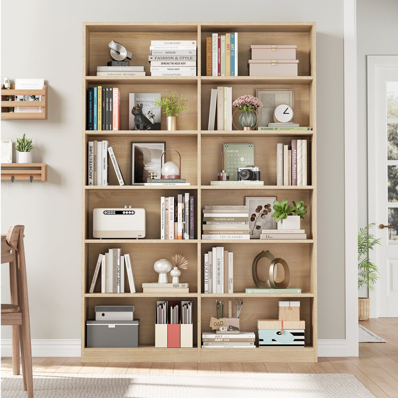 Bibliothèque standard à 6 niveaux H 74,3 "x l 47,2" Geng, Chêne gris, (6 tablettes) H 74,3 po x l 47,2 po x P 11,8 po