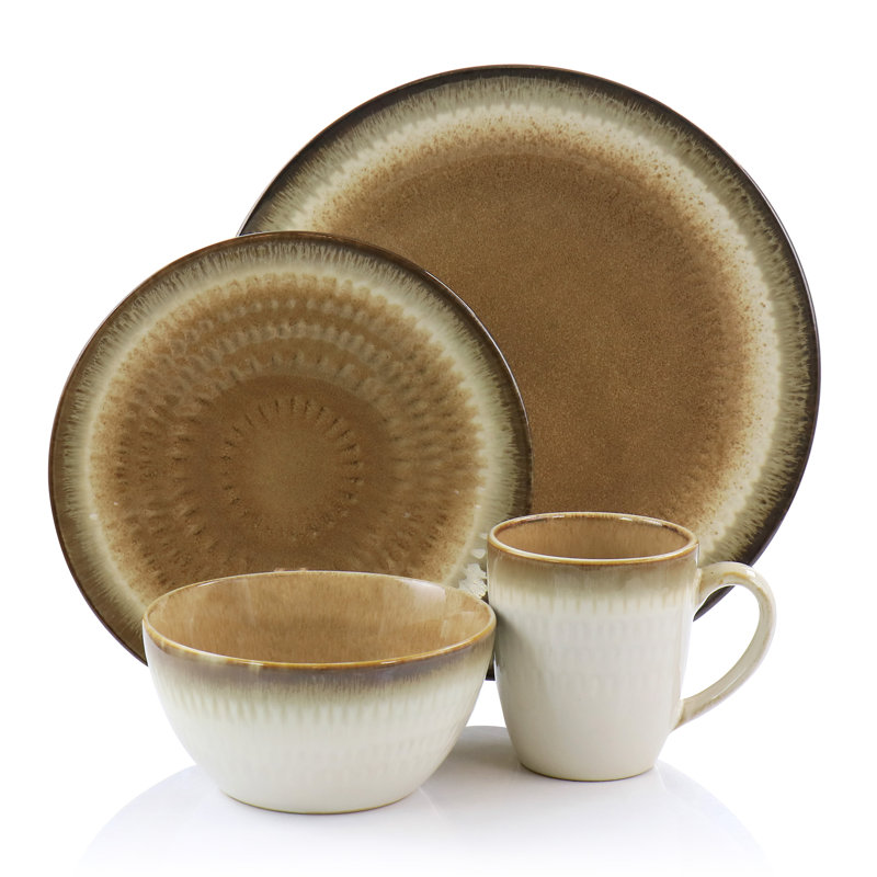 Franzen Piece Ceramic Dinnerware Set - Service for 4, Brown