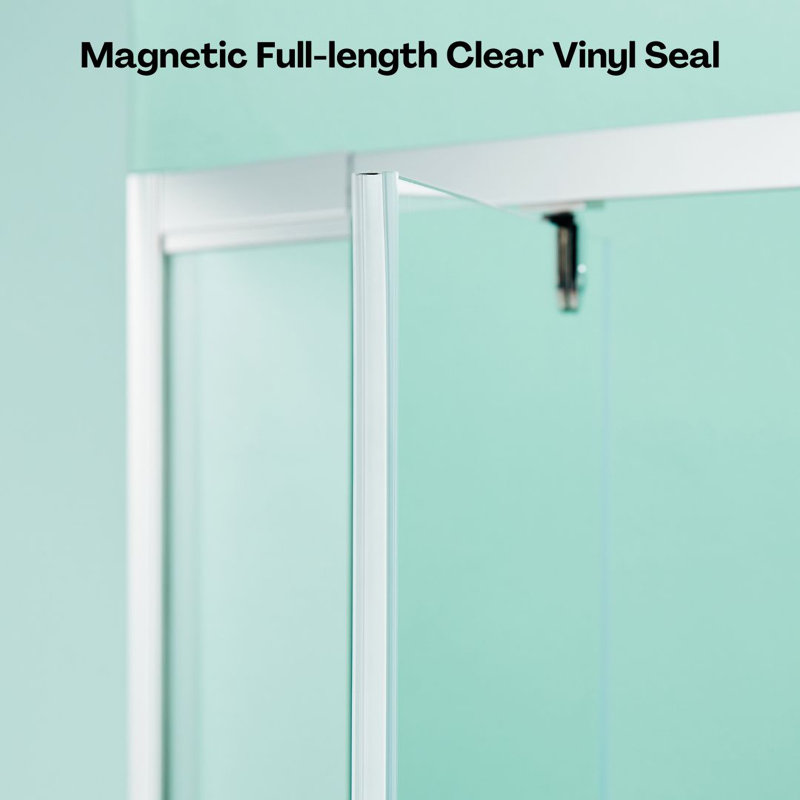 36'' W x 72'' H Clear Glass Pivot Shower Door with Chrome Frame
