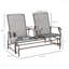Banc coulissant en tissu gris avec table centrale et causeuse de patio