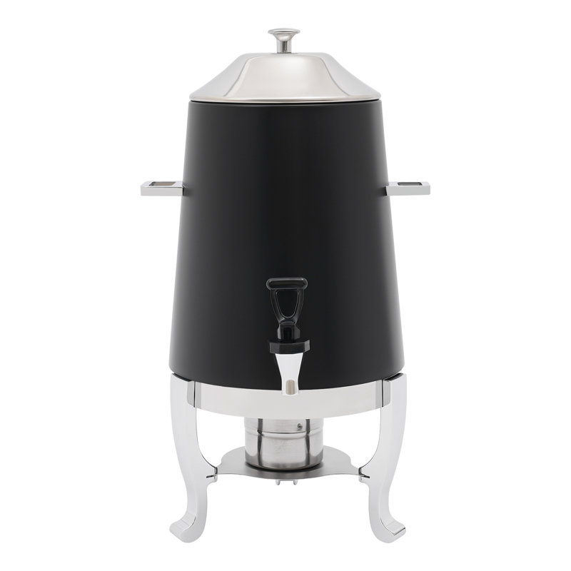 Distributeur de thé à boisson chaude en acier inoxydable 3,4 gallons avec support et support à carburant, Noir