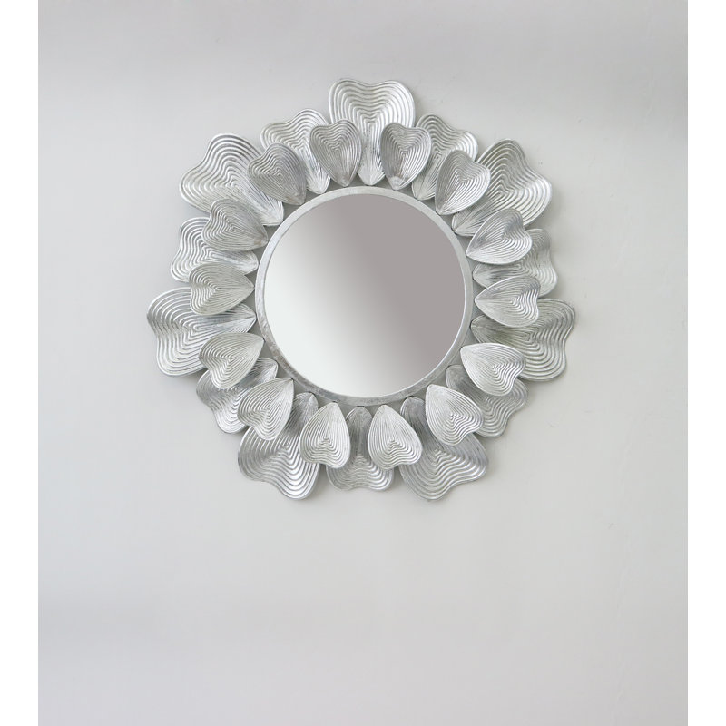 Deverel Metal Round Wall Mirror, Silver
