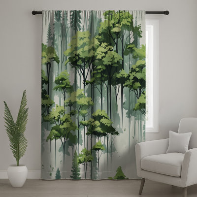 Rideaux de fenêtre Lush Green Forest Illustration