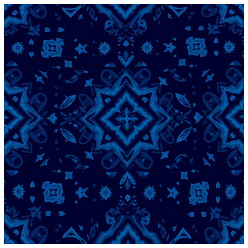Blue Kaleidoscope Pattern Double Sided Throw Pillows, 14 x 14 inches