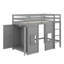 Lit mezzanine en bois avec garde-robe intégré et 2 fenêtres-405695658