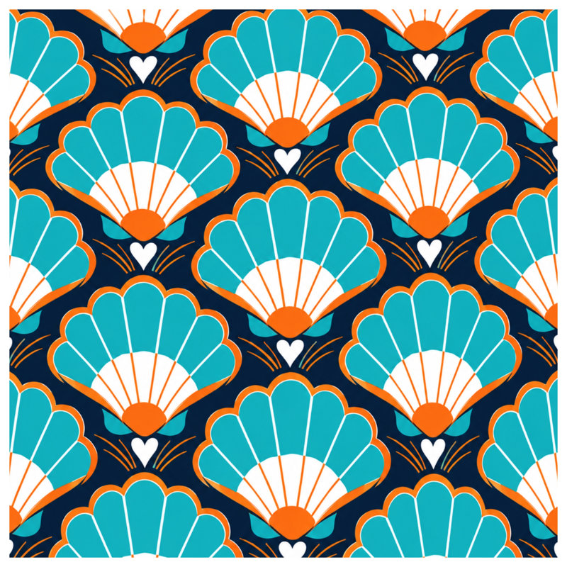 Blue Orange Shell Pattern Double Sided Throw Pillows, 20 x 20 inches