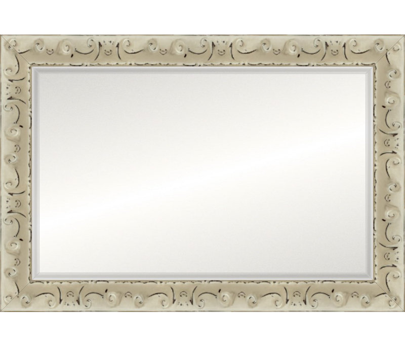 Distressed Signature Mirror, Distressed Antique Ivory, Beveled