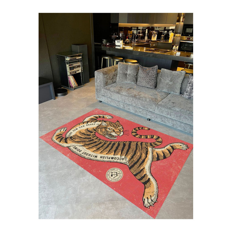 Tapis décoratif moderne à motif tigré à motif de tigre, Sous-tapis rectangulaire de 3 pi 3 po x 4 pi 11 po