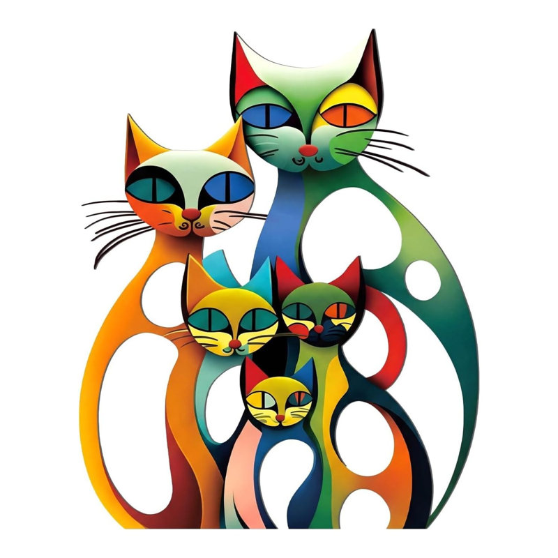Colorful Cat Iron Wall Art Decor