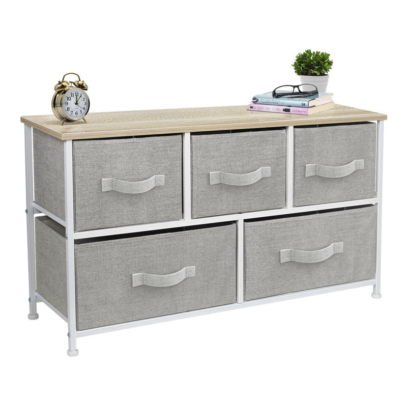Commode 5 tiroirs Bayly, Beige