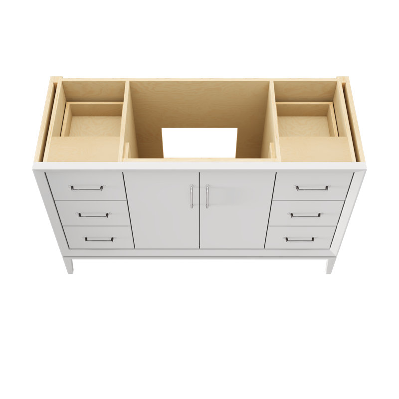 Alexandra Single Extra Wide Bath Vanity, Strong White, Polished Chrome, 54"