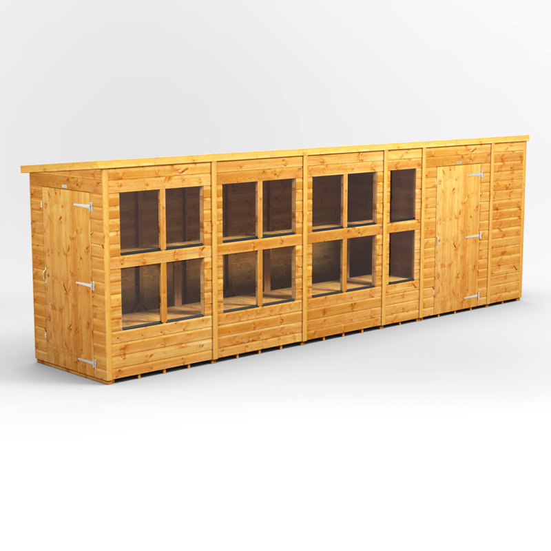 Powersheds 20 x 4ft Timber Tongue & Groove Pent Potting Shed Combi (includes 6ft Side Store)