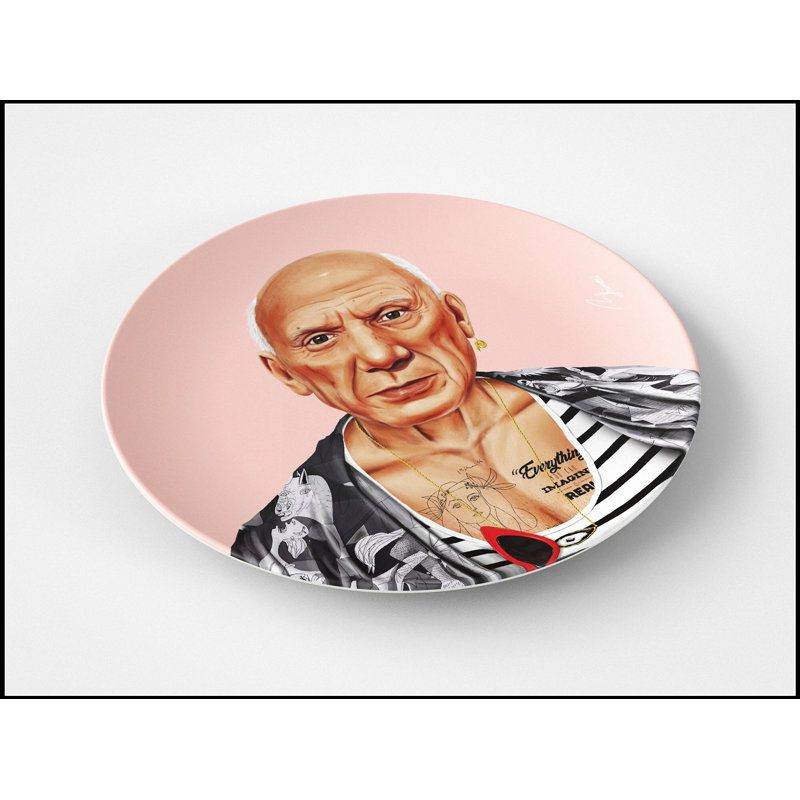 Pablo Picasso Inspired 10 Inch Round Ceramic Plate, Perfect Artist Gift and Home Decor Accent