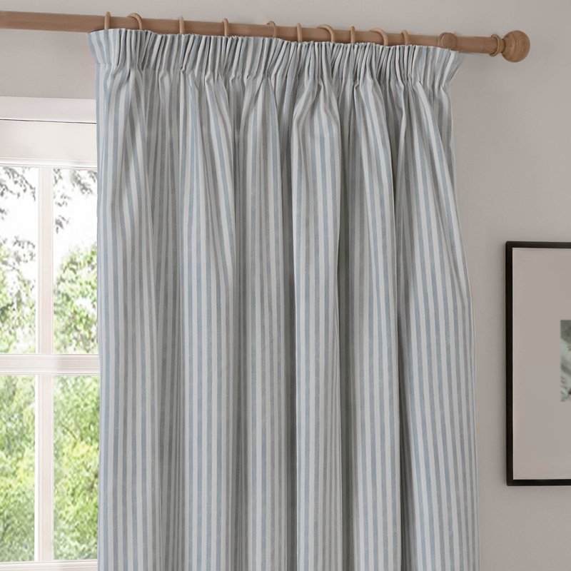 Hebden 100% Cotton Blackout Pencil Pleat Curtains, 229cm Width x 229cm Drop, Blue