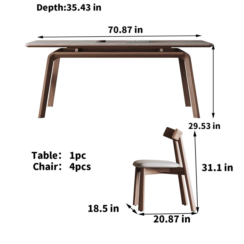 Ensemble de table de salle à manger Nordic Wabi-Sabi, H 29,53 po x L 70,87 po x l 35,43 po