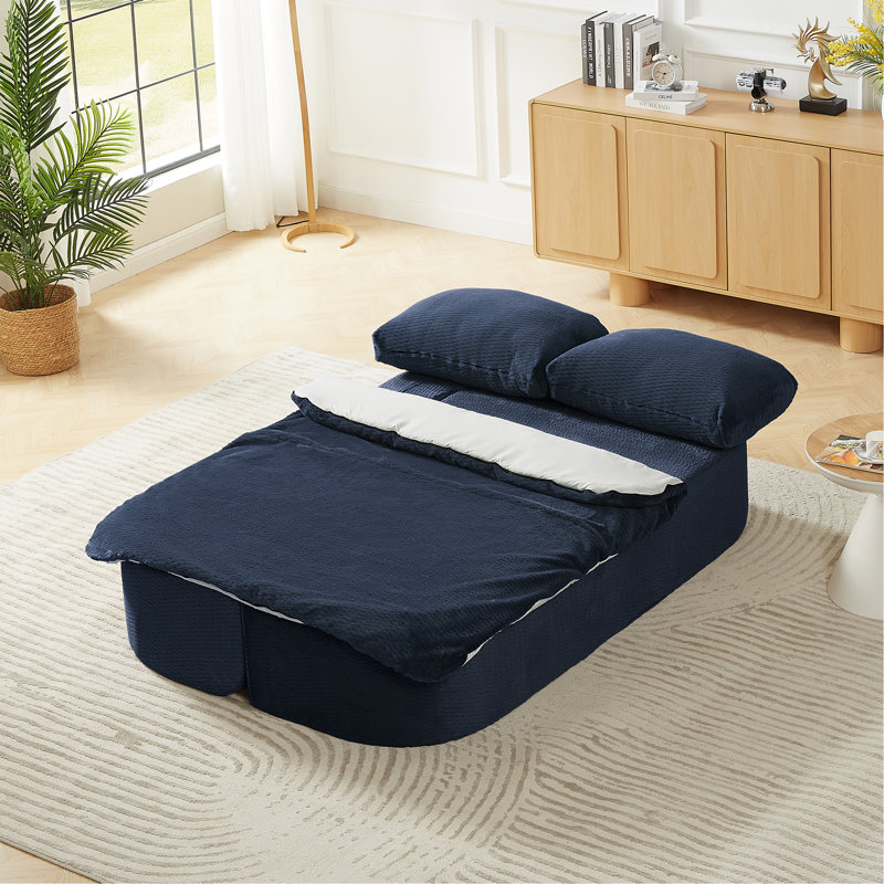 Canapé-lit convertible, canapé-lit à compression moderne en futon pliable pour salon, Bleu très foncé