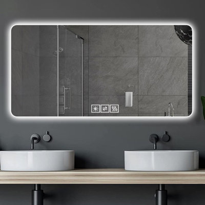 Miroir à DEL rétroéclairé de 28 po x 60 po, à intensité variable, à intensité variable en trois couleurs, bonne dissipation de la chaleur