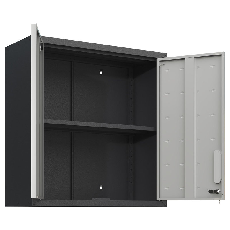 Armoire de rangement murale en métal avec porte verrouillable et 1 tablette pour garage, bureau, assemblage requis