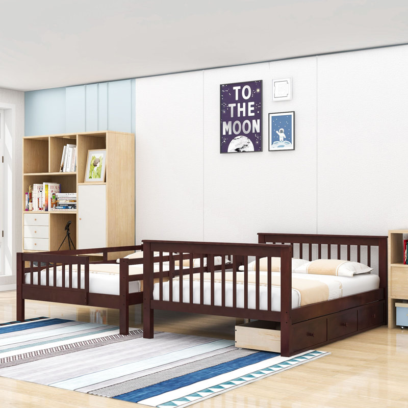 Demiyah Kids Full Over Full Bunk Bed with Drawers, Espresso