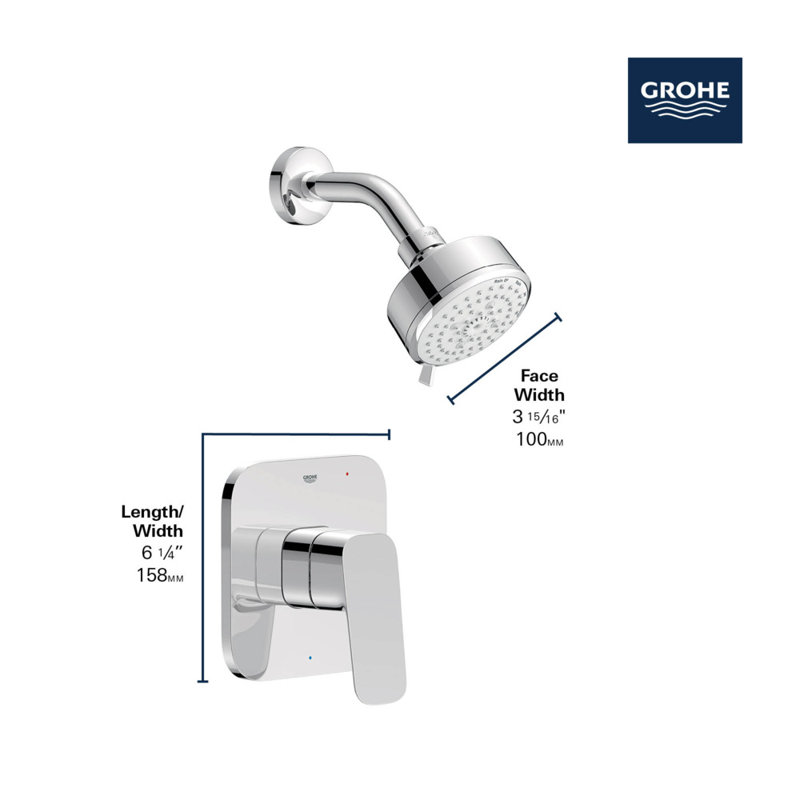 Cubeo Pressure Balance Valve Shower Trim Kit, MATTE BLACK