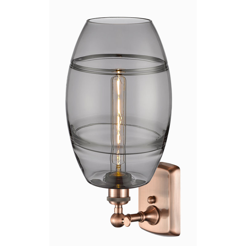 Bettylou Steel Armed Sconce, Antique Copper, 10.88" H x 8" W x 8.13" D, Light Smoke